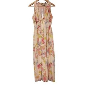 Zara Womens Floral Maxi Dress Sleeveless‎ V Neck Size Small Bohemian Lightweight